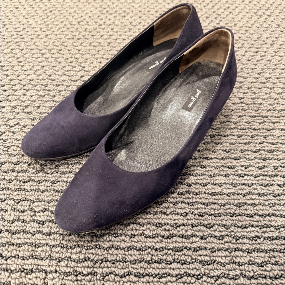 Paul Green Navy Suede Low-Heel Pumps